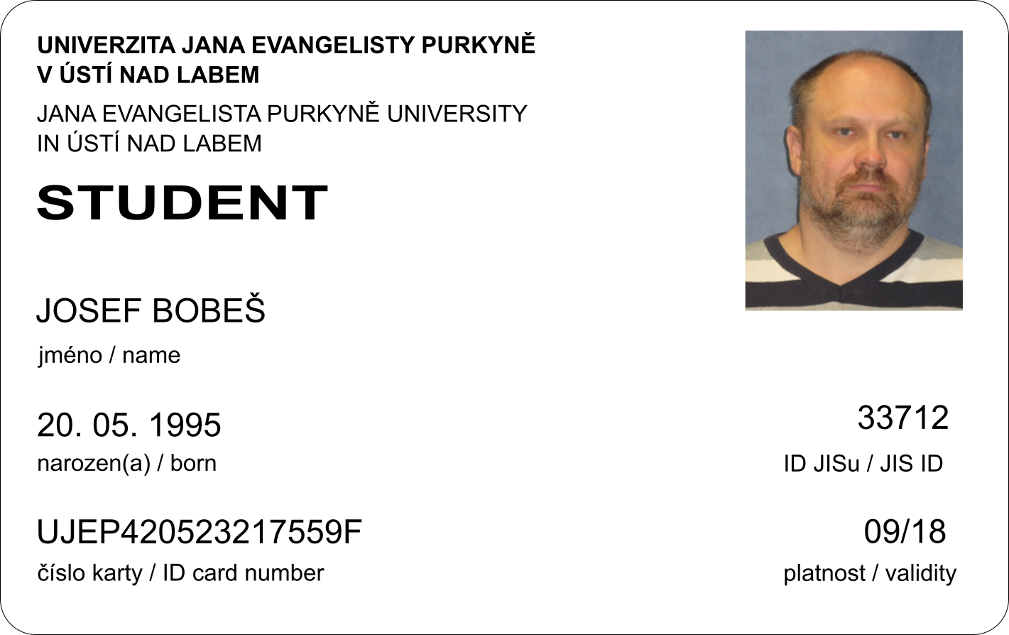 Student card without ISIC license - university student card